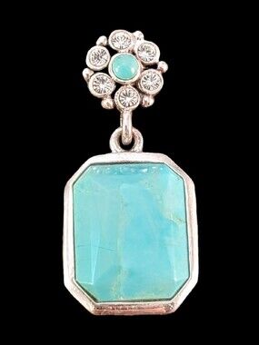 Barse Blue Turquoise & Faceted Quartz Dangle Pendant NEW